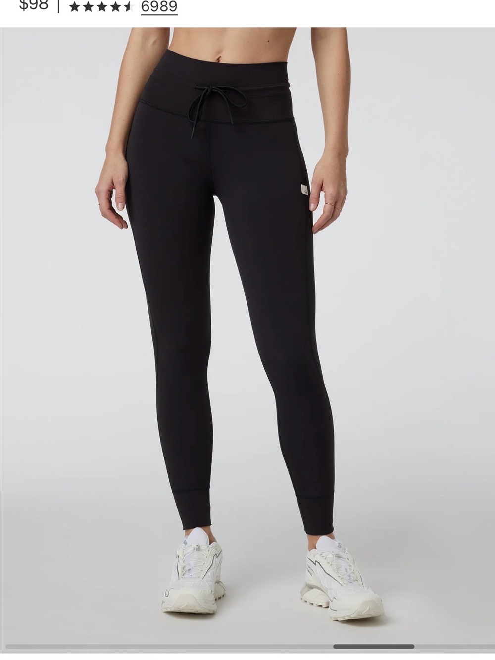 Vuori Black Daily Leggings- High-Waist Drawstring
